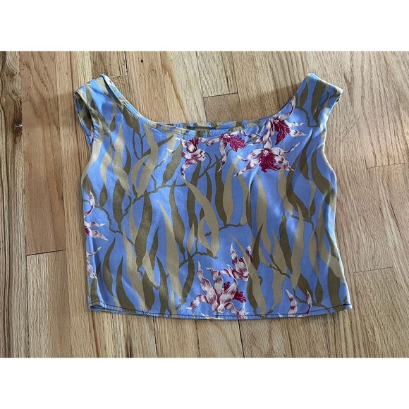 Handmade purple shorts top set vintage fabric floral‎ tank crop boho summer XS - Picture 4 of 7